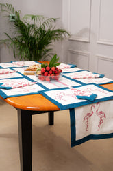 Rosalia hand block print premium cotton Table runner + placemat napkin set